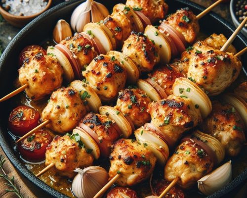 Garlic Parmesan Chicken Skewers in air fryer